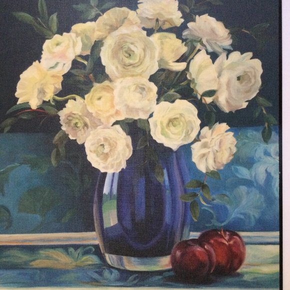 Wood plague wall hanging flowers in vase still life print - Picture 5 of 6